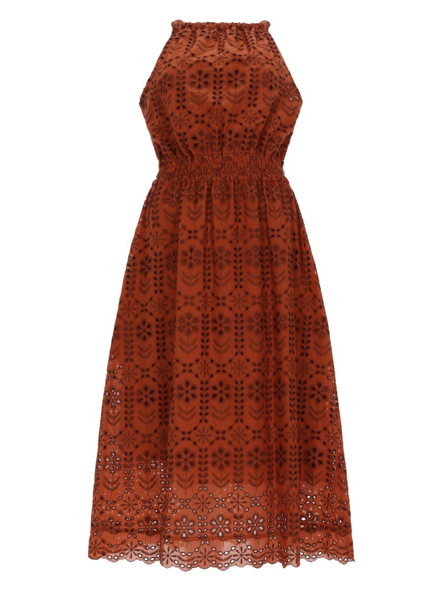 Ps By Paul Smith Women's Abito Midi Traforato Brown
