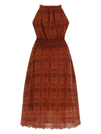 Ps By Paul Smith Women's Abito Midi Traforato Brown