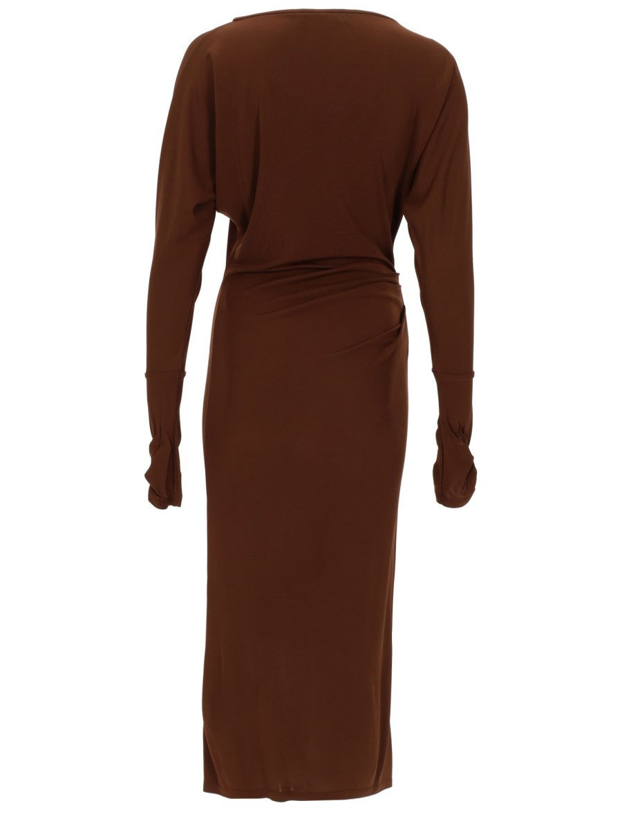 Max Mara Women's Abito Salvo Con Drappeggio Brown