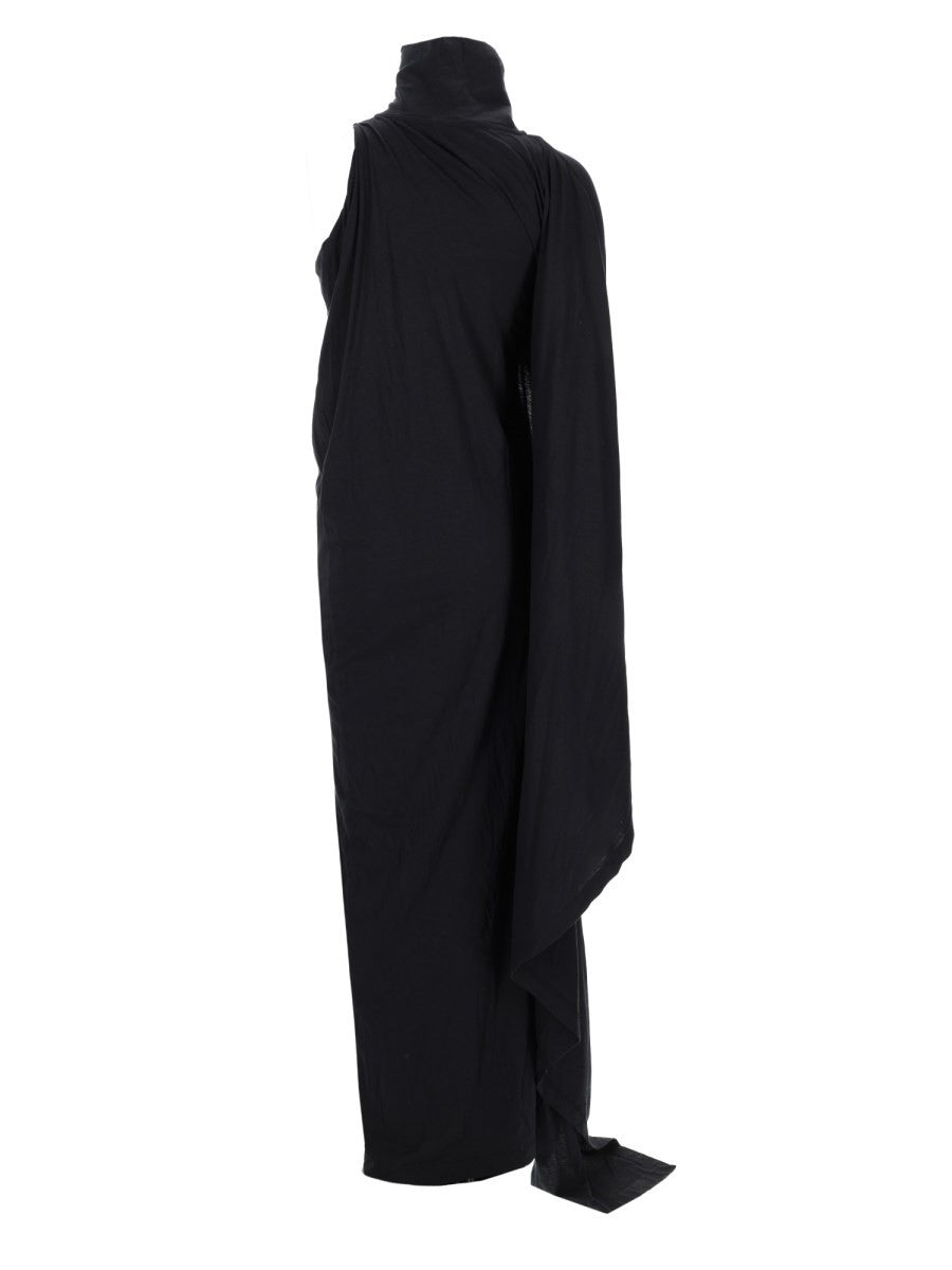 Balenciaga Women's the Door Long Draped Dress Black, view 4