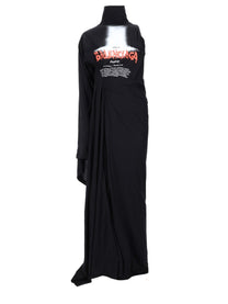 Balenciaga Women's the Door Long Draped Dress Black