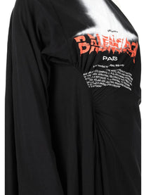Balenciaga Women's the Door Long Draped Dress Black, view 3