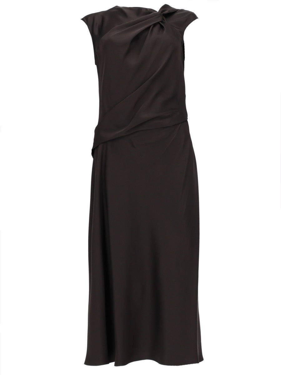 Theory Women's Abito Twist Bodice in Satin Grey