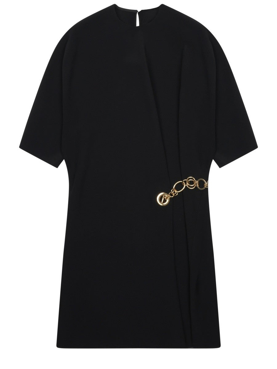 Celine Women's Abito Wrap Con Dettaglio Catena Black
