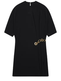 Celine Women's Abito Wrap Con Dettaglio Catena Black