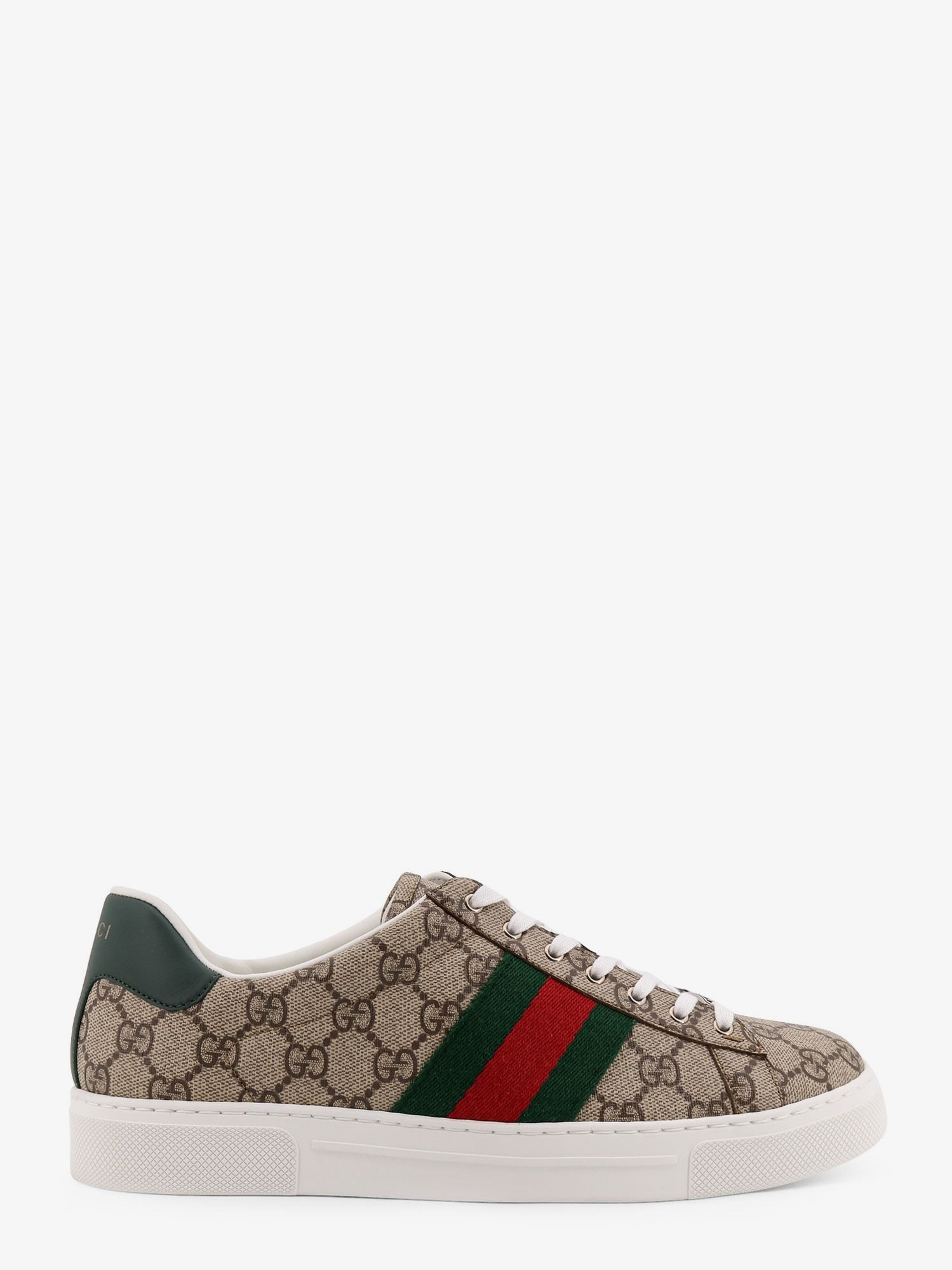 Gucci Men's Low Top Ace GG Supreme Fabric Sneakers Brown