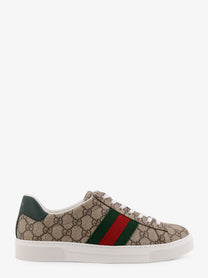 Gucci Men's Low Top Ace GG Supreme Fabric Sneakers Brown