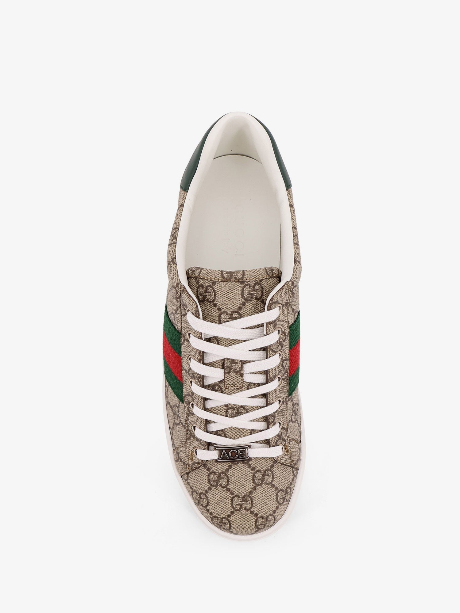 Gucci Men's Low Top Ace GG Supreme Fabric Sneakers Brown