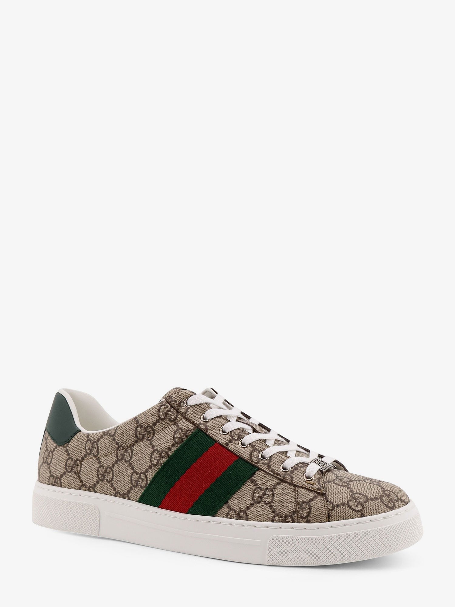 Gucci Men's Low Top Ace GG Supreme Fabric Sneakers Brown