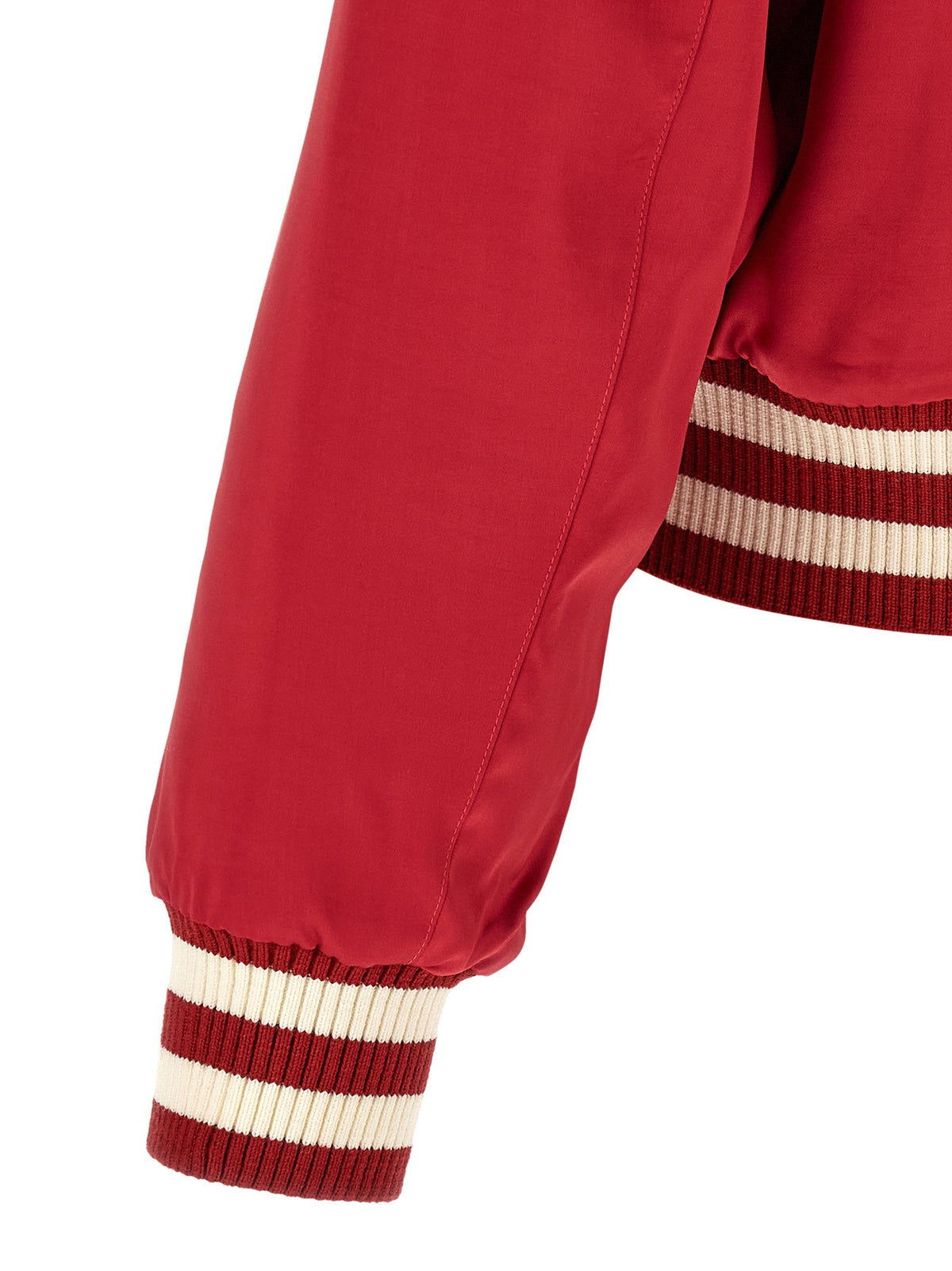 SECOND/LAYER Aces Satin Club Bomber Jacket Red