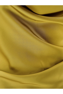 Actualee women’s satin long dress in yellow with luxurious golden silk fabric and smooth flowing texture