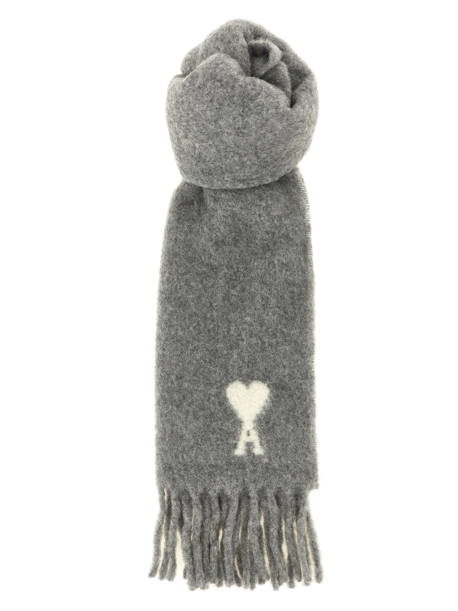Ami Paris Adc Scarf and Fringes Grey