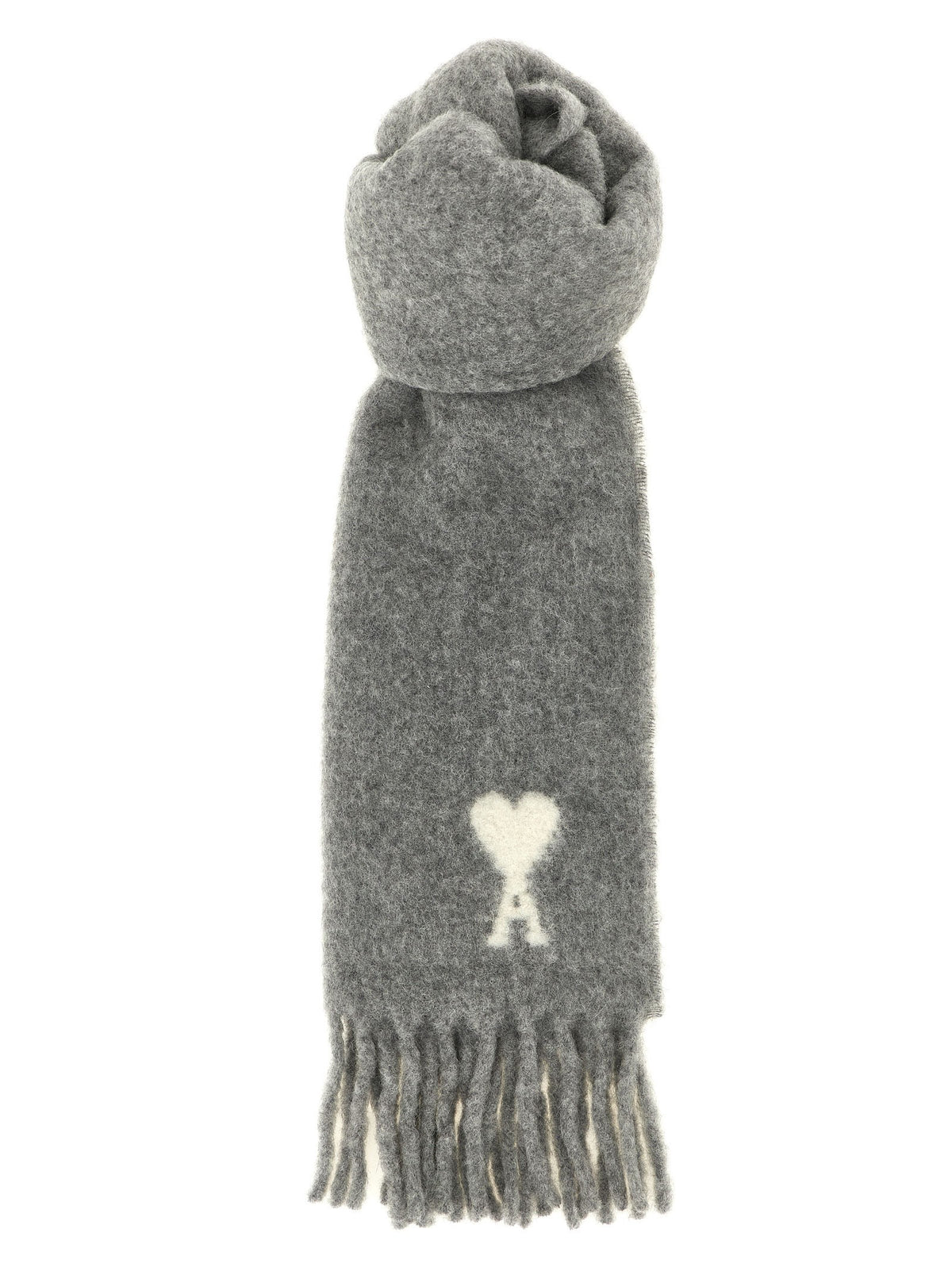 Ami Paris Adc Scarf and Fringes Grey