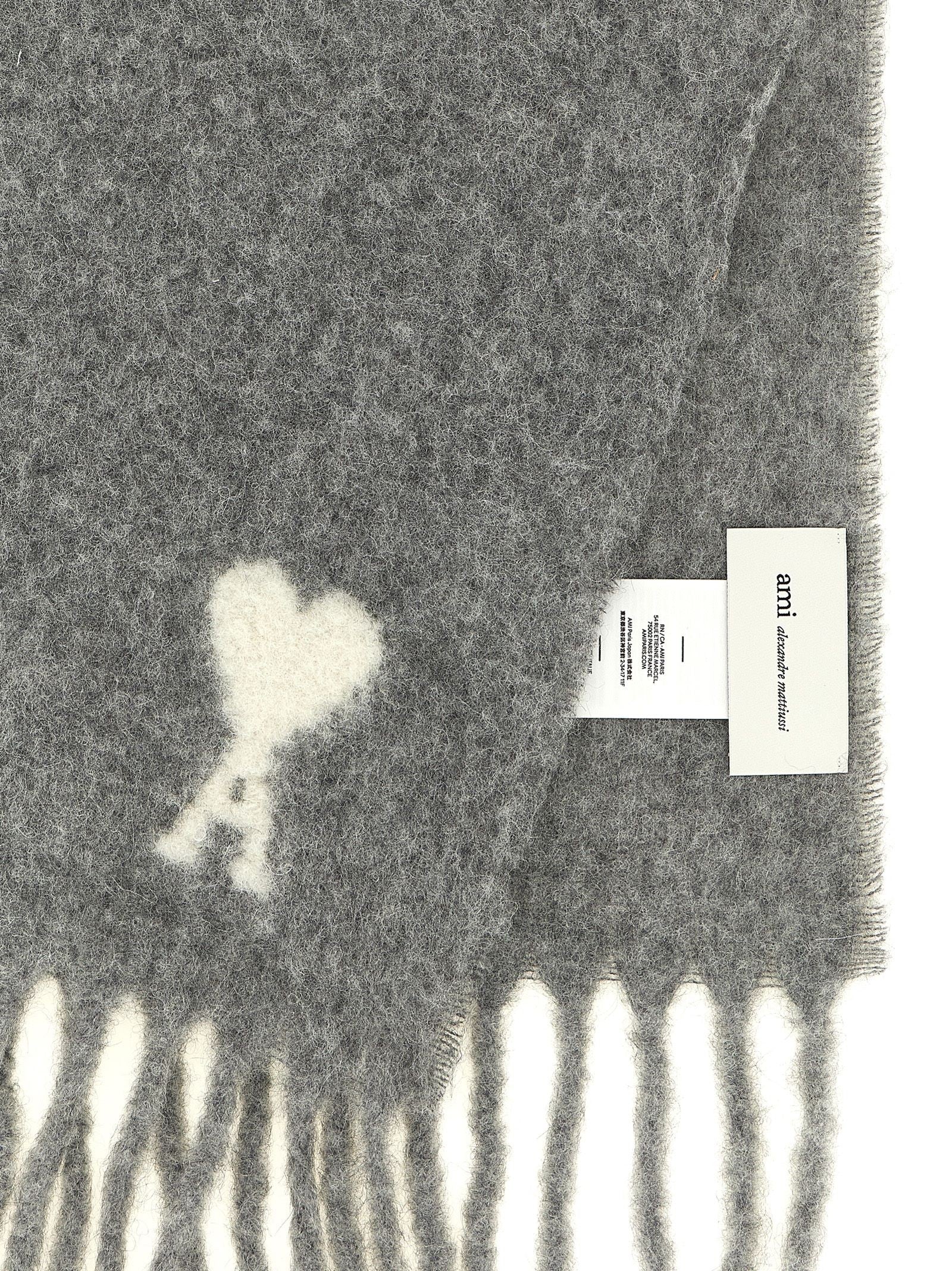 Ami Paris Adc Scarf and Fringes Grey