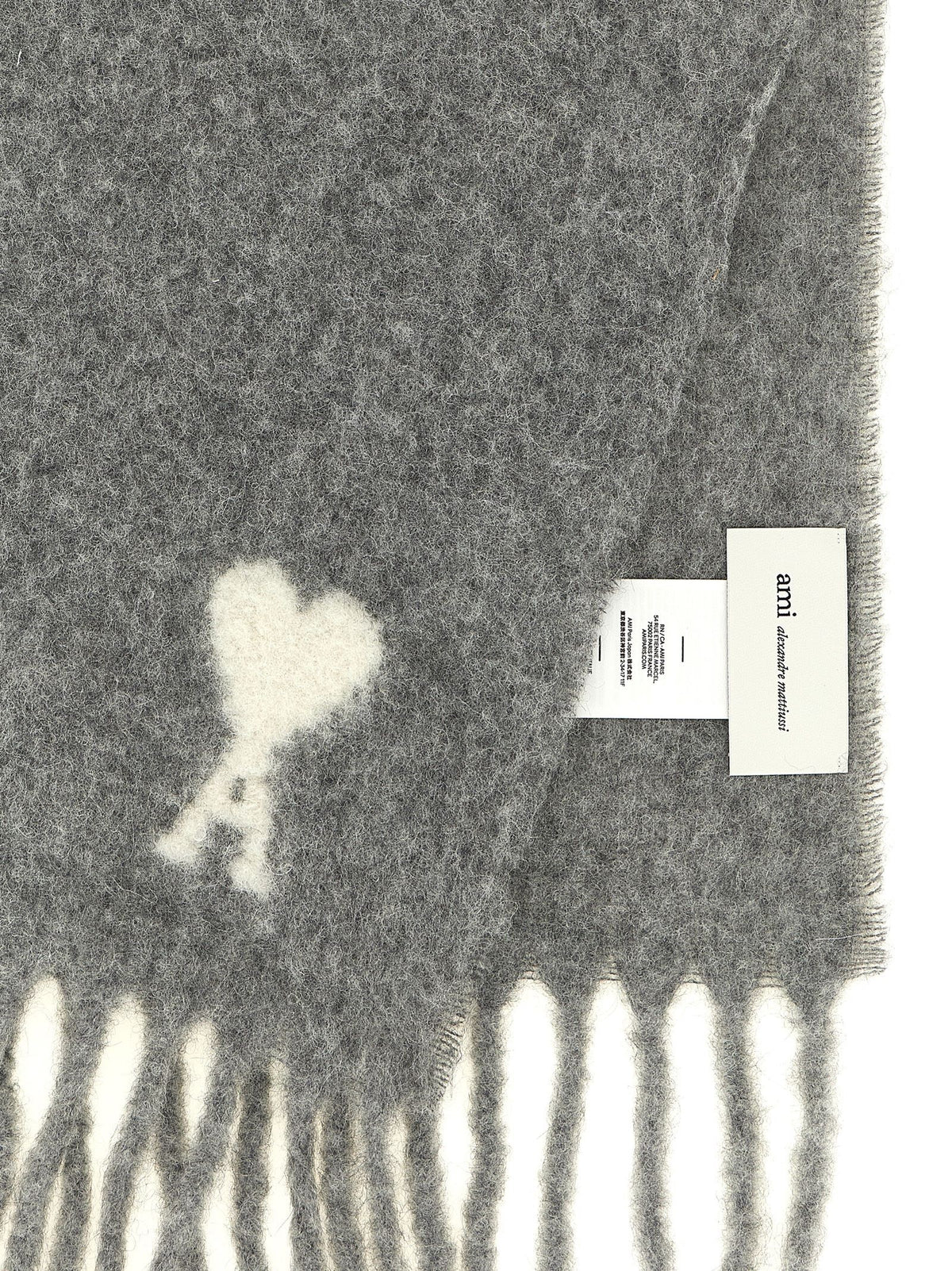 Ami Paris Adc Scarf and Fringes Grey, view 3