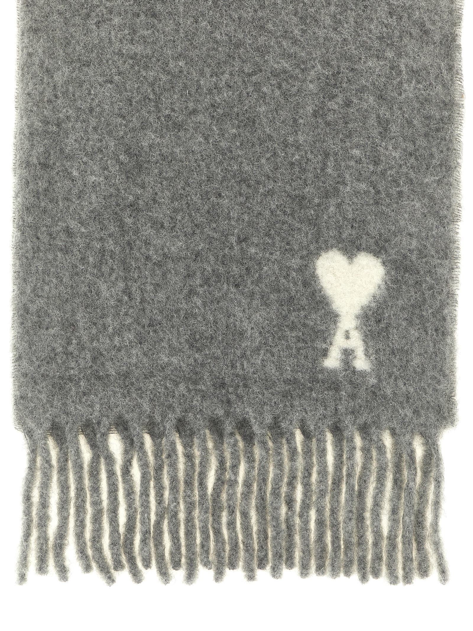 Ami Paris Adc Scarf and Fringes Grey