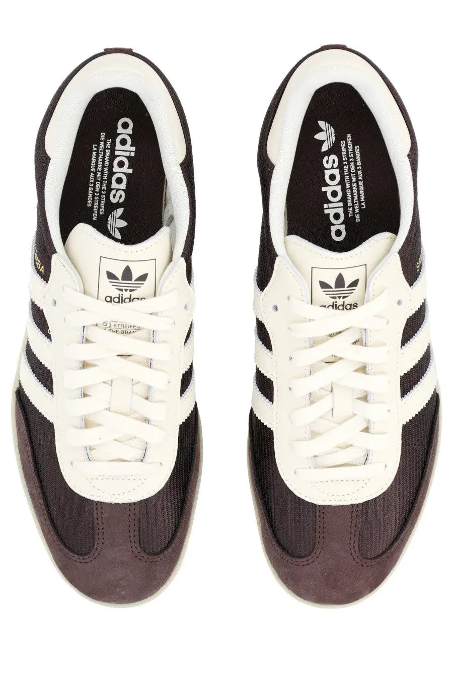 Adidas men’s samba og sneaker brown featuring black and white suede and canvas upper with classic three stripes