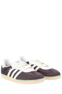 Adidas men’s samba og sneaker brown with dark brown suede, white laces, three stripes, and beige rubber sole