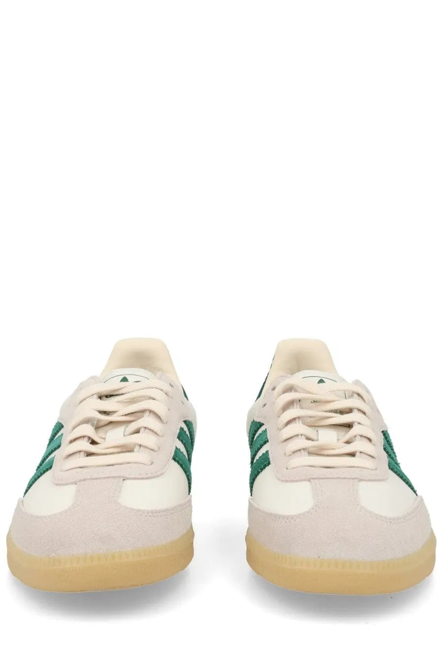 Cream and green adidas men’s sneaker samba with suede and canvas uppers in white for casual wear