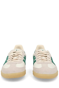 Cream and green adidas men’s sneaker samba with suede and canvas uppers in white for casual wear