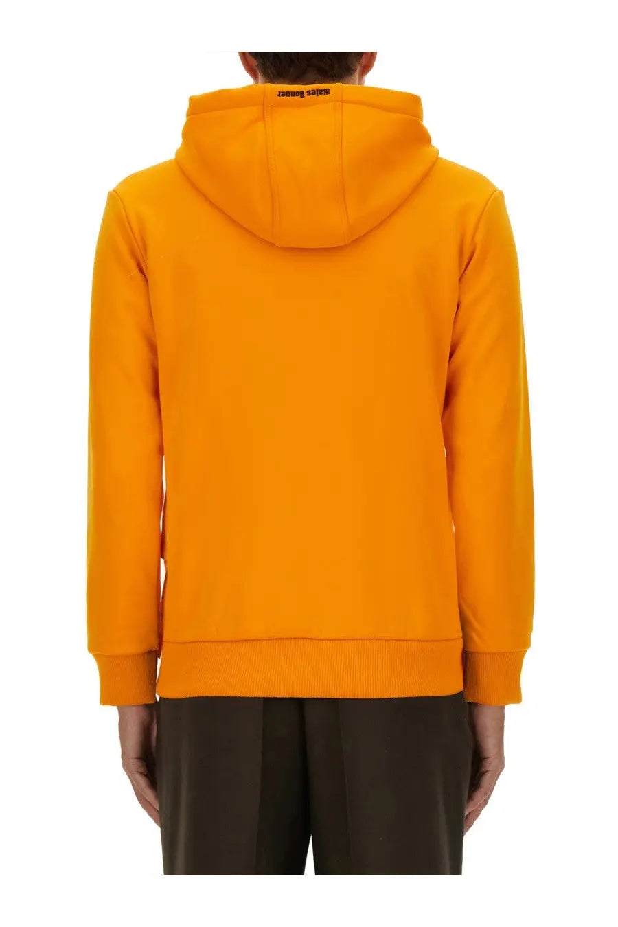 Bright orange adidas originals by wales bonner men’s hooded track sweatshirt with ribbed cuffs and black logo