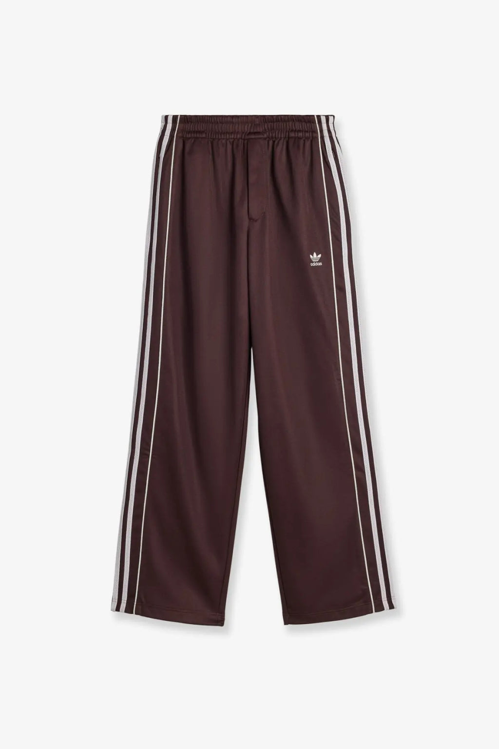 Adidas originals by wales bonner unisex brown track trousers with white three stripes and embroidered thigh logo made from recycled material