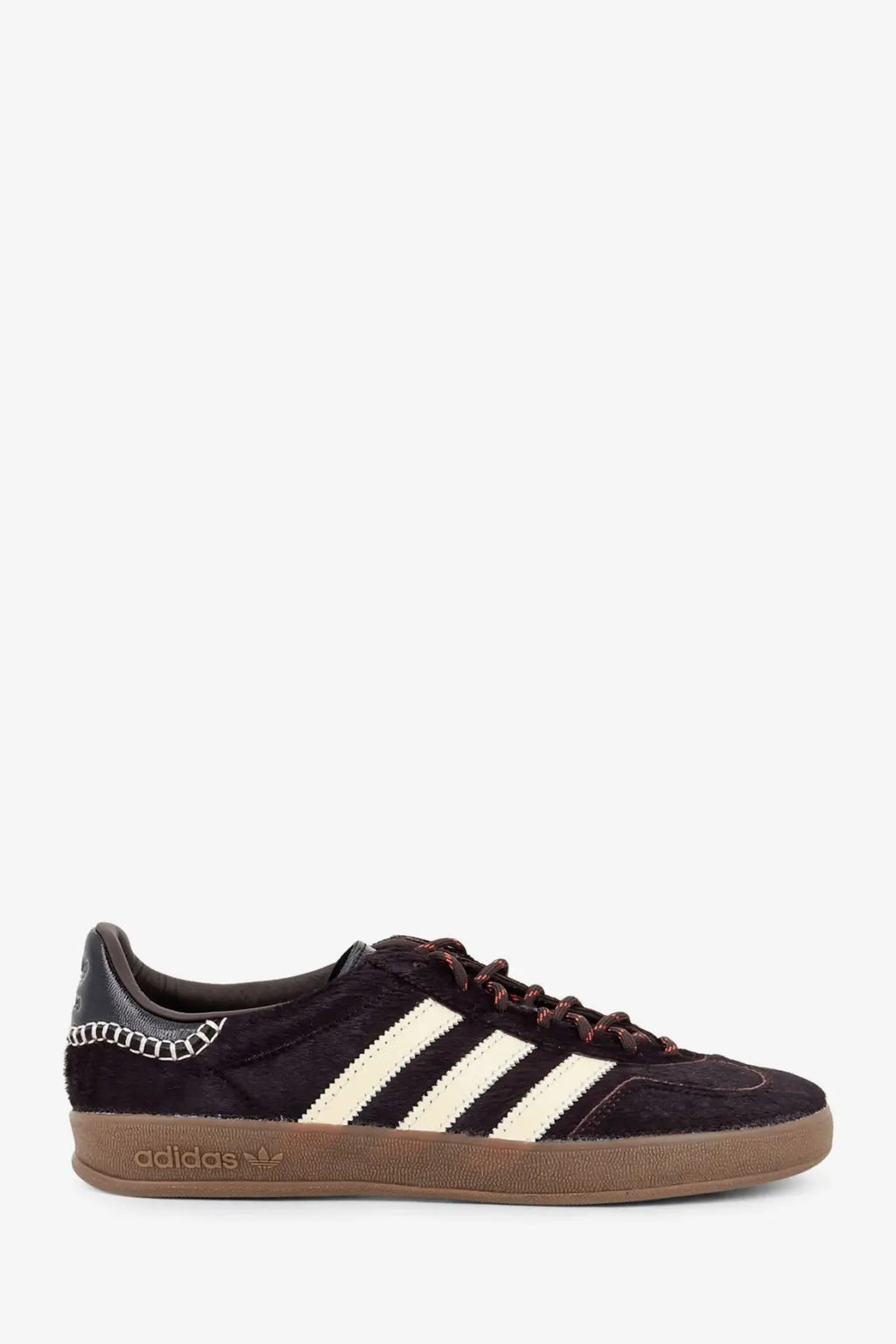Black suede adidas originals by wales bonner unisex wb gazelle sneakers with cream stripes and brown rubber sole