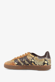 Adidas Originals by Wales Bonner unisex WB Gazelle snake leather sneakers in brown and tan with dark brown stripes