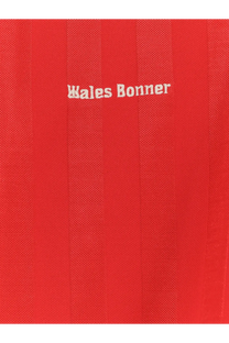 Adidas originals by wales bonner women’s beige nylon shirt with red striped fabric and white wales bonner embroidery