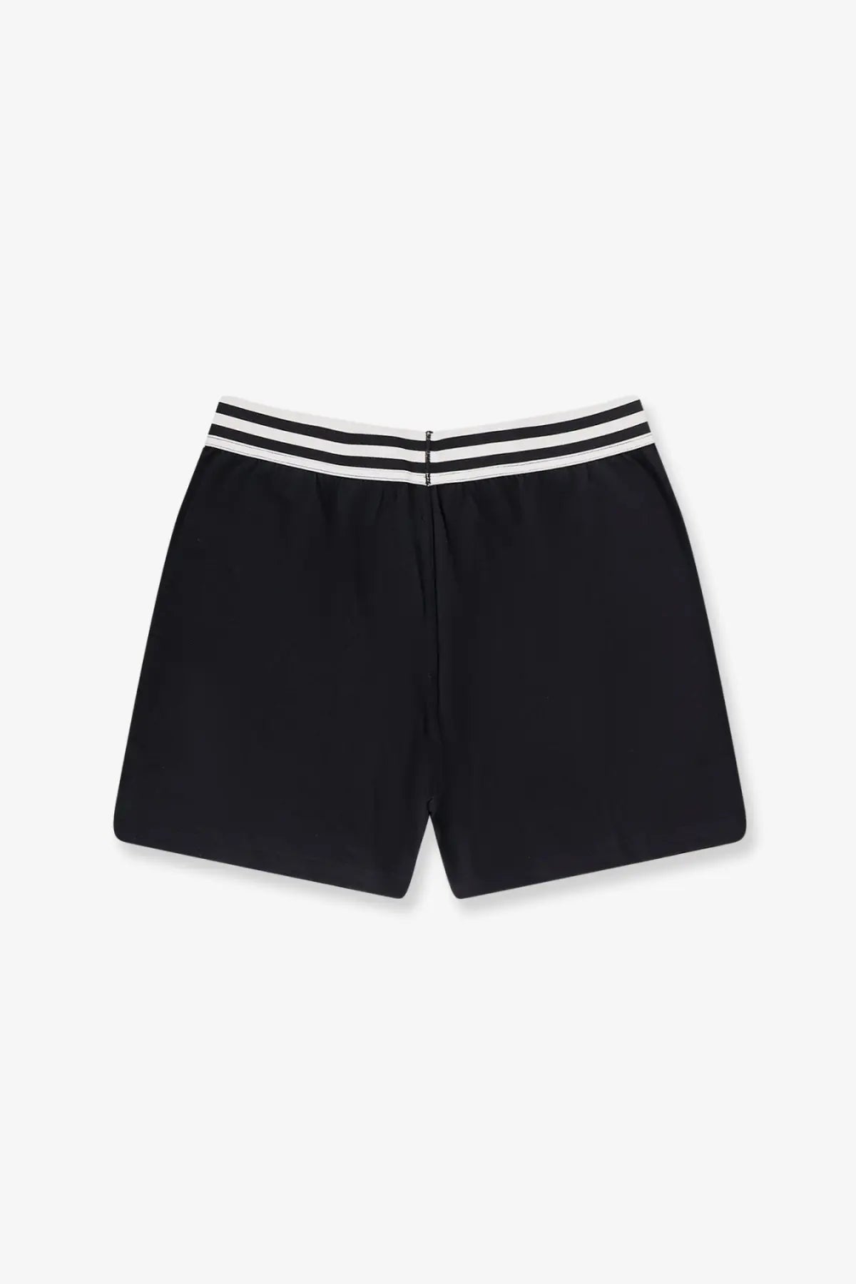 Adidas originals x willy chavarria men’s black cotton bermuda shorts with white striped waistband front view