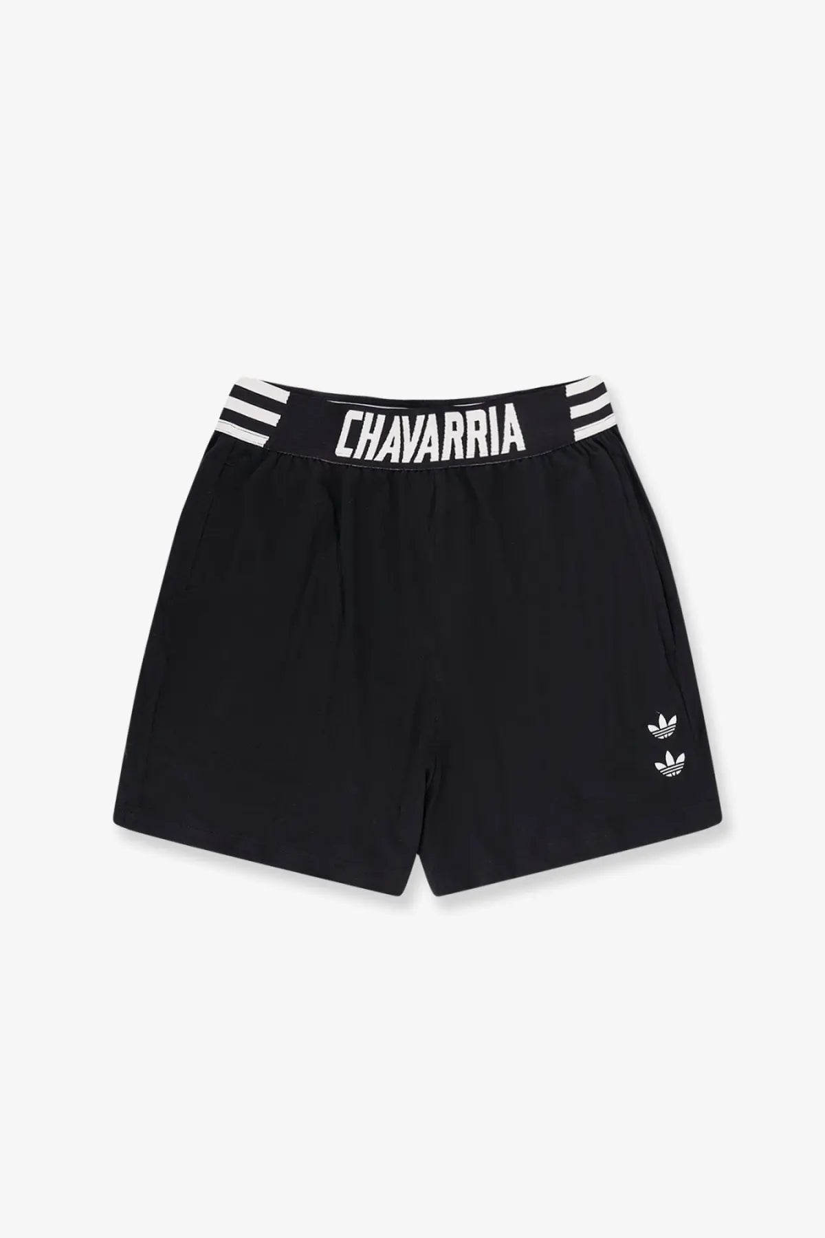 Adidas originals x willy chavarria men’s black cotton bermuda shorts with white waistband and adidas logos