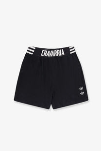 Adidas originals x willy chavarria men’s black cotton bermuda shorts with white waistband and adidas logos