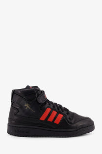 Adidas originals x willy chavarria men’s black leather high-top sneaker with bold red stripes and gold signature