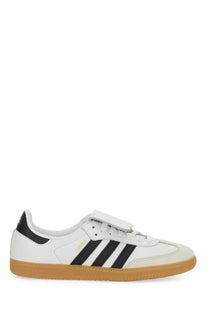 Adidas unisex sneaker samba in white leather with black stripes and tan rubber sole for casual wear