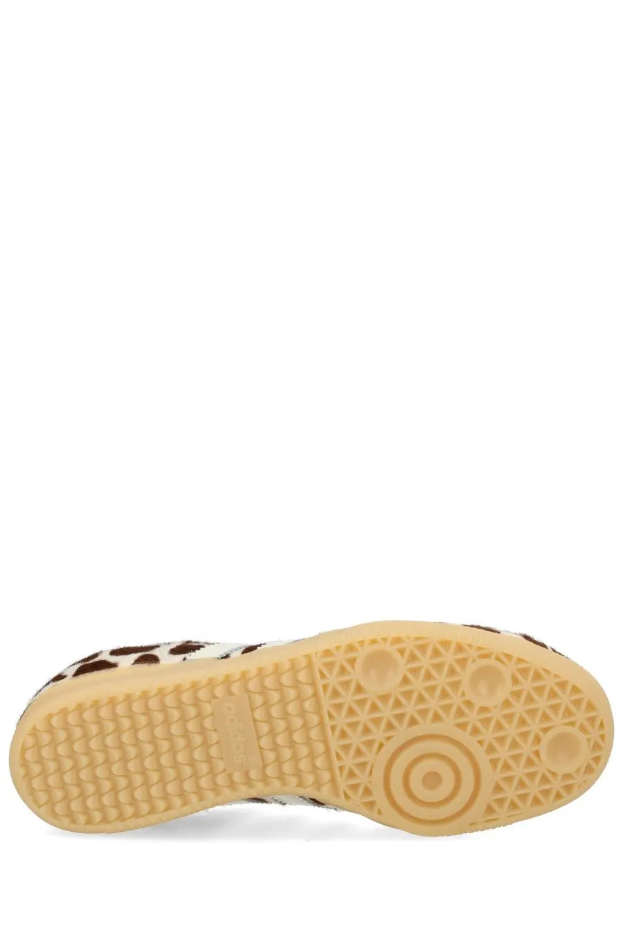 Adidas unisex sneaker samba pattern in brown and white leopard-print suede with tan rubber sole