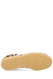 Adidas unisex sneaker samba pattern in brown and white leopard-print suede with tan rubber sole