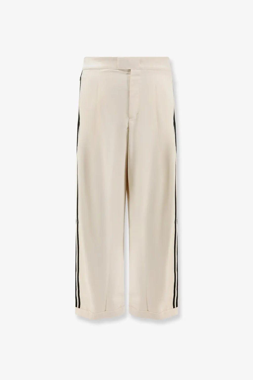 Adidas x Wales Bonner cream wide-leg trousers with black side stripes