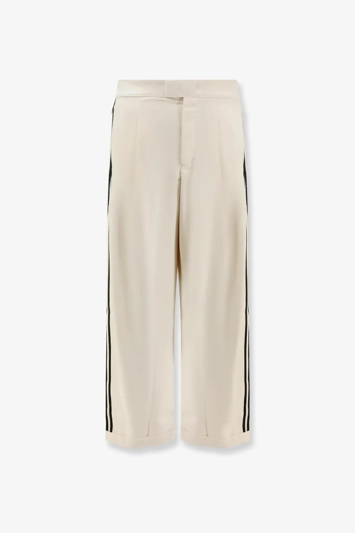 Adidas x Wales Bonner cream wide-leg trousers with black side stripes