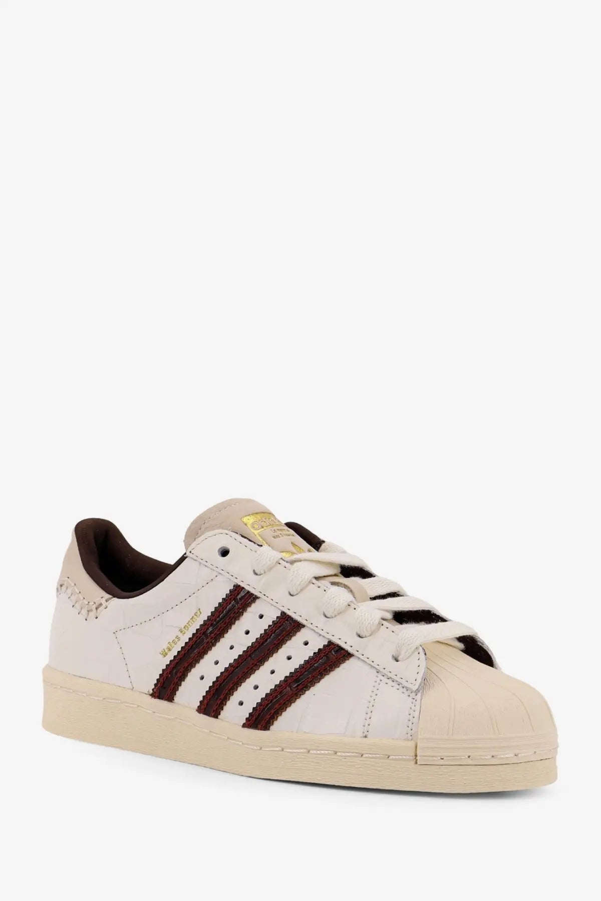 Adidas x Wales Bonner WB Superstar cream leather sneaker with maroon glitter stripes