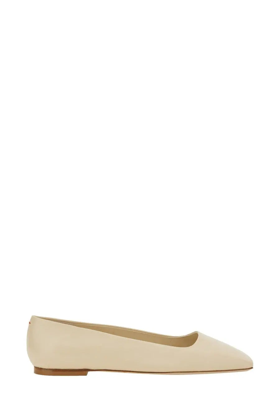 Aeyde women’s dancer crazy white cream-colored leather flat shoe with sleek minimalist design and pointed toe