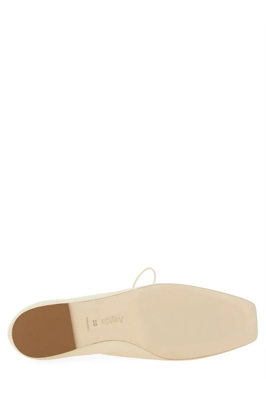 Aeyde women’s derby isla white beige leather flat shoe with square toe and light-colored sole