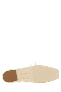 Aeyde women’s derby isla white beige leather flat shoe with square toe and light-colored sole