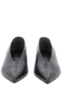 Aeyde women’s Écolleté Clara black leather pointed-toe flats with a sleek minimalist design