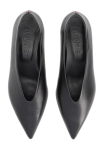 Aeyde women’s écolleté clara pointed-toe pumps in black leather with a sleek silhouette