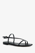 Aeyde Women's Ella Flat Leather Sandals Black, view 2