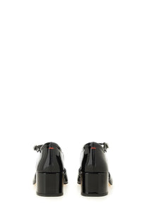 Aeyde women’s pump Magda black patent leather mary jane shoes with glossy finish and block heels