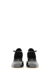 Aeyde women’s pump Magda black black patent leather mary jane pumps with sleek glossy finish and silver ankle strap