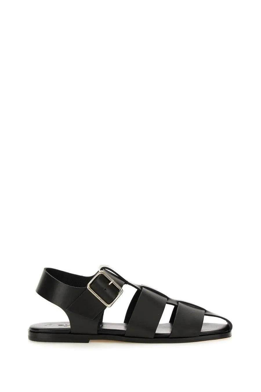 Aeyde women’s sandalo whit black leather sandal with multiple straps and a silver buckle
