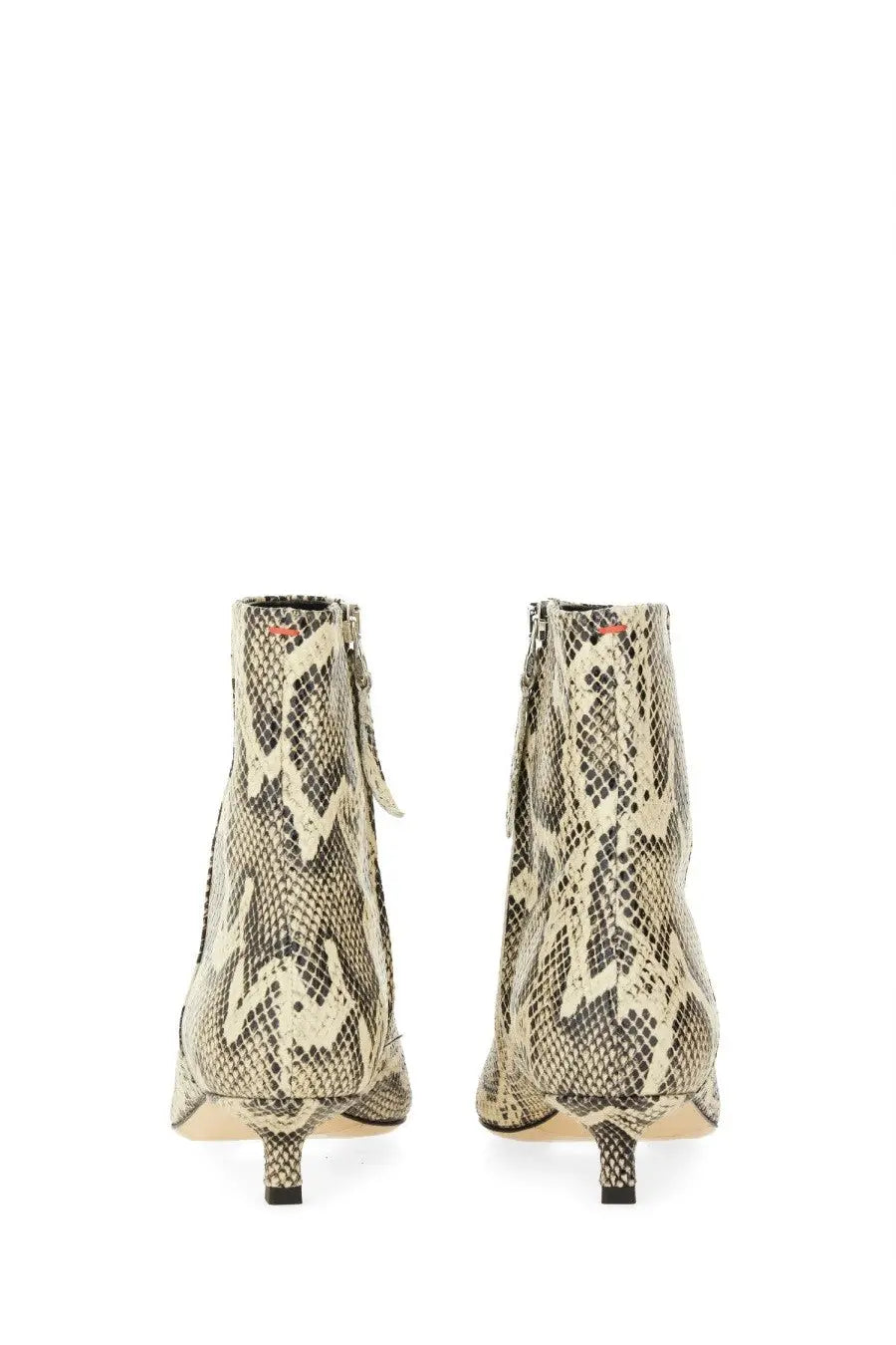 Aeyde women’s Sofie boot ankle boots with beige and black snake print and slender heel