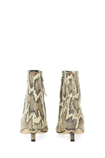Aeyde women’s Sofie boot ankle boots with beige and black snake print and slender heel